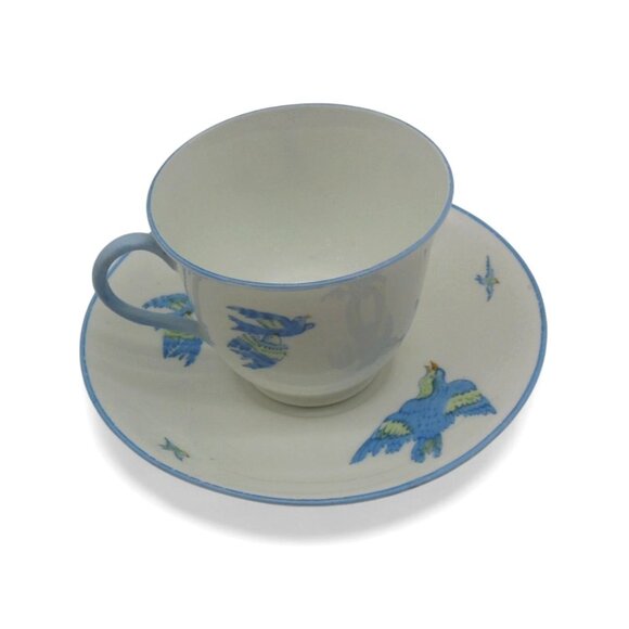 HEATHCOTE Williamsons Blue Bird Cup and Saucer Set 1930s England Vintage - Picture 6 of 12